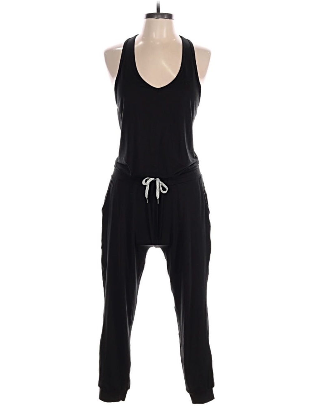 Vuori Lux Black Sleeveless Jumpsuit with Drawstring Waist
